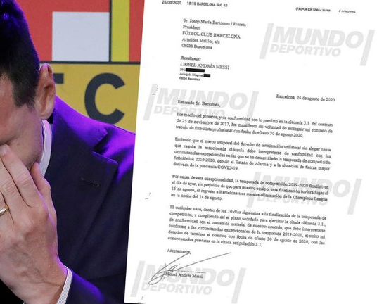 Salió a la luz el burofax que envió Lionel Messi al Barcelona cuando quiso abandonar el club