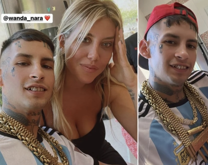 L-Gante miró el partido de Argentina y Croacia con Wanda Nara y Jamaica