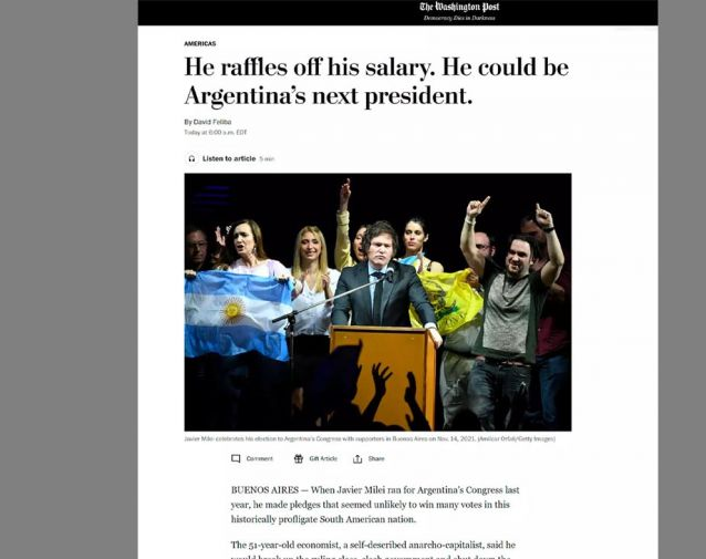 Según un diario norteamericano el próximo presidente sería Javier Milei