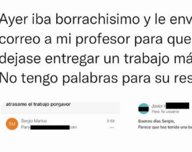 "Parece que tuviste una buena noche": estaba muy borracho y le escribió un insólito mail a un profesor de la universidad