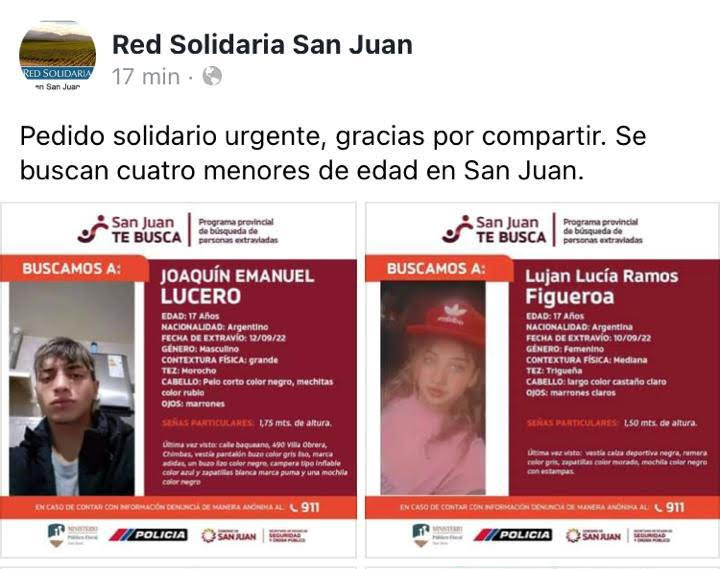 Alarma suicidio: en San Juan la policía busca a cuatro jóvenes desaparecidos