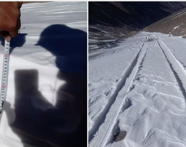 La nieve cubrió de blanco a la Ruta 150