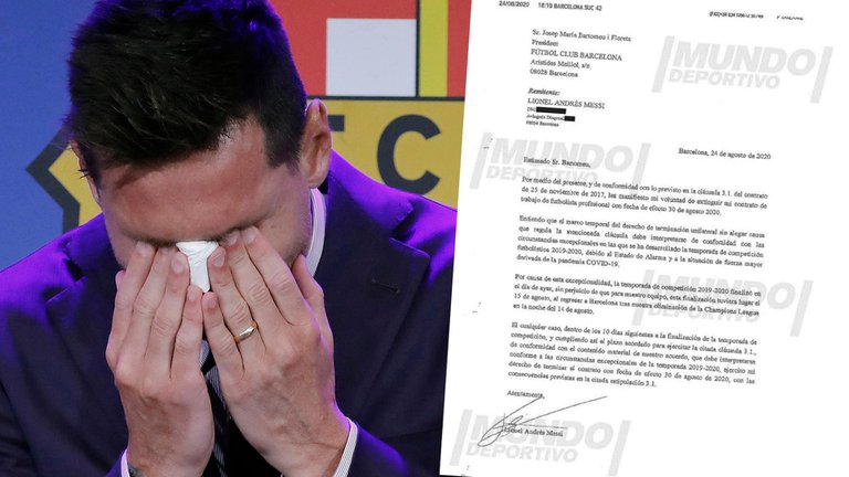Salió a la luz el burofax que envió Lionel Messi al Barcelona cuando quiso abandonar el club