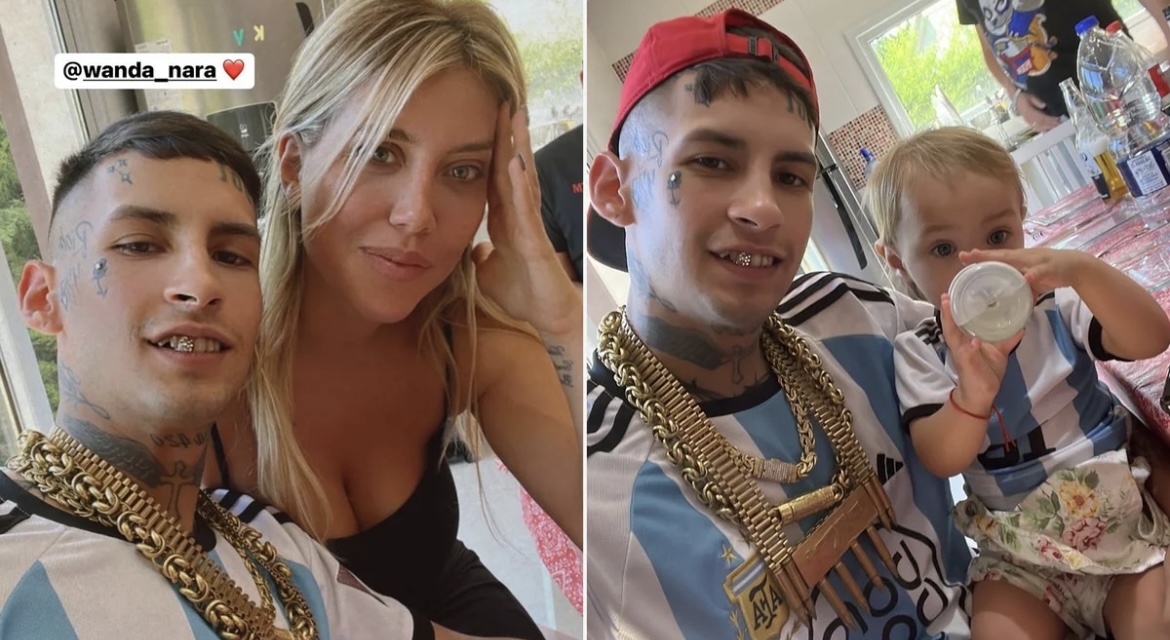 L-Gante miró el partido de Argentina y Croacia con Wanda Nara y Jamaica