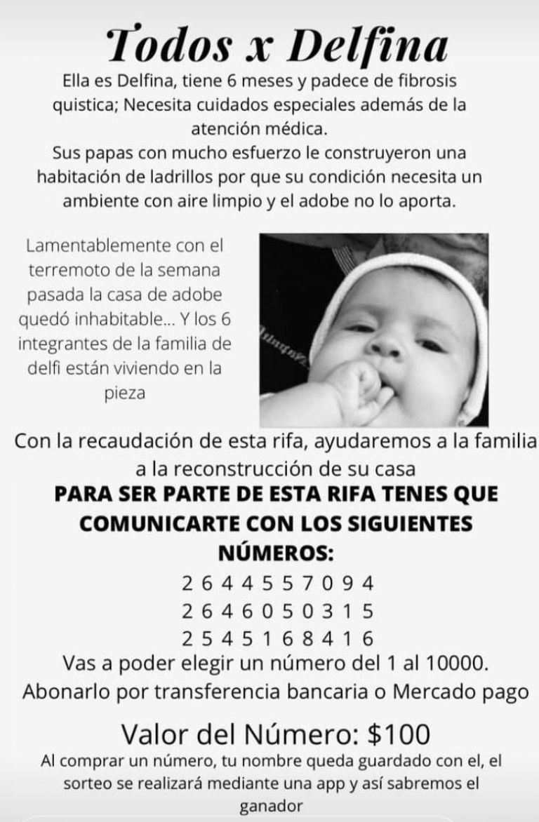 Le organizaron una rifa a una pequeña de 6 meses con fibrosis quística