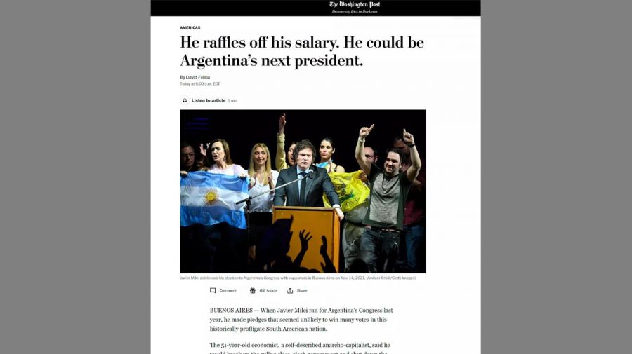 Según un diario norteamericano el próximo presidente sería Javier Milei