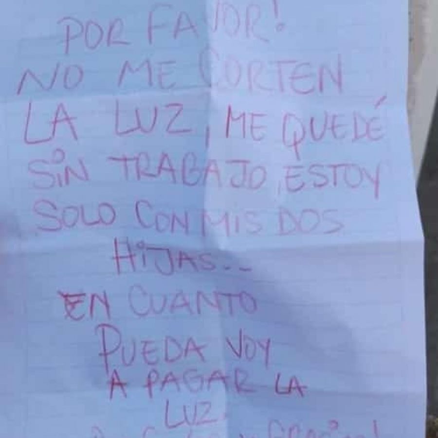 "Por favor, no me corten la luz": encontró ese mensaje en un medidor y se conmovió