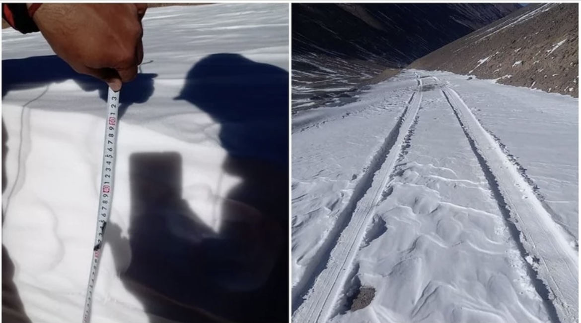 La nieve cubrió de blanco a la Ruta 150