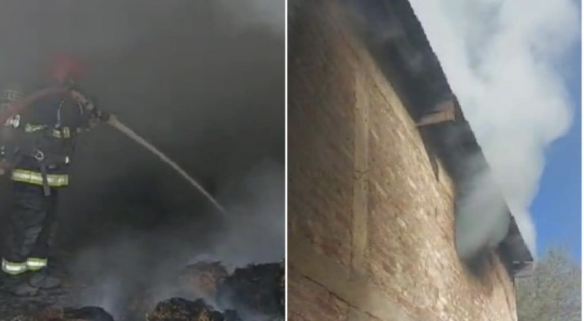 Se incendió un depósito en Jáchal y las llamas arrasaron con máquinas, herramientas, animales y fardos de alfalfa